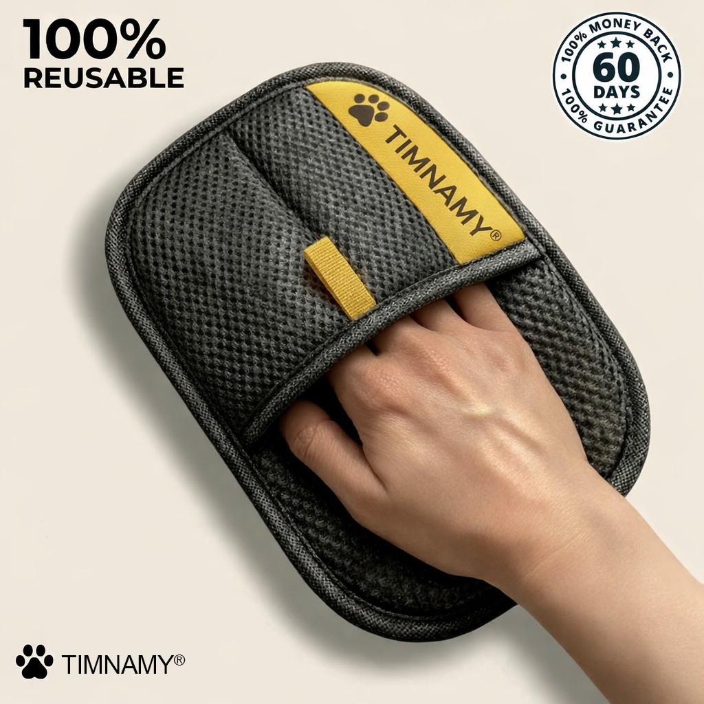 TIMNAMY®🌿 Electrostatic Pet Hair Removal Glove – Lifts Embedded Fur in Seconds, Reusable & Washable, Works on Sofas, Clothes & Cars