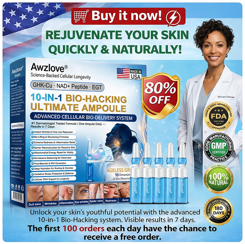 Official Store |🐳Awzlove® GHK-Cu · NAD+ Peptide · EGT 10-in-1 Bio-Hacking Ultimate Ampoule | for Cellular Repair & Skin Longevity,From Acne & Redness to Deep Wrinkles & Laxity (Visible Results in 7 Days)