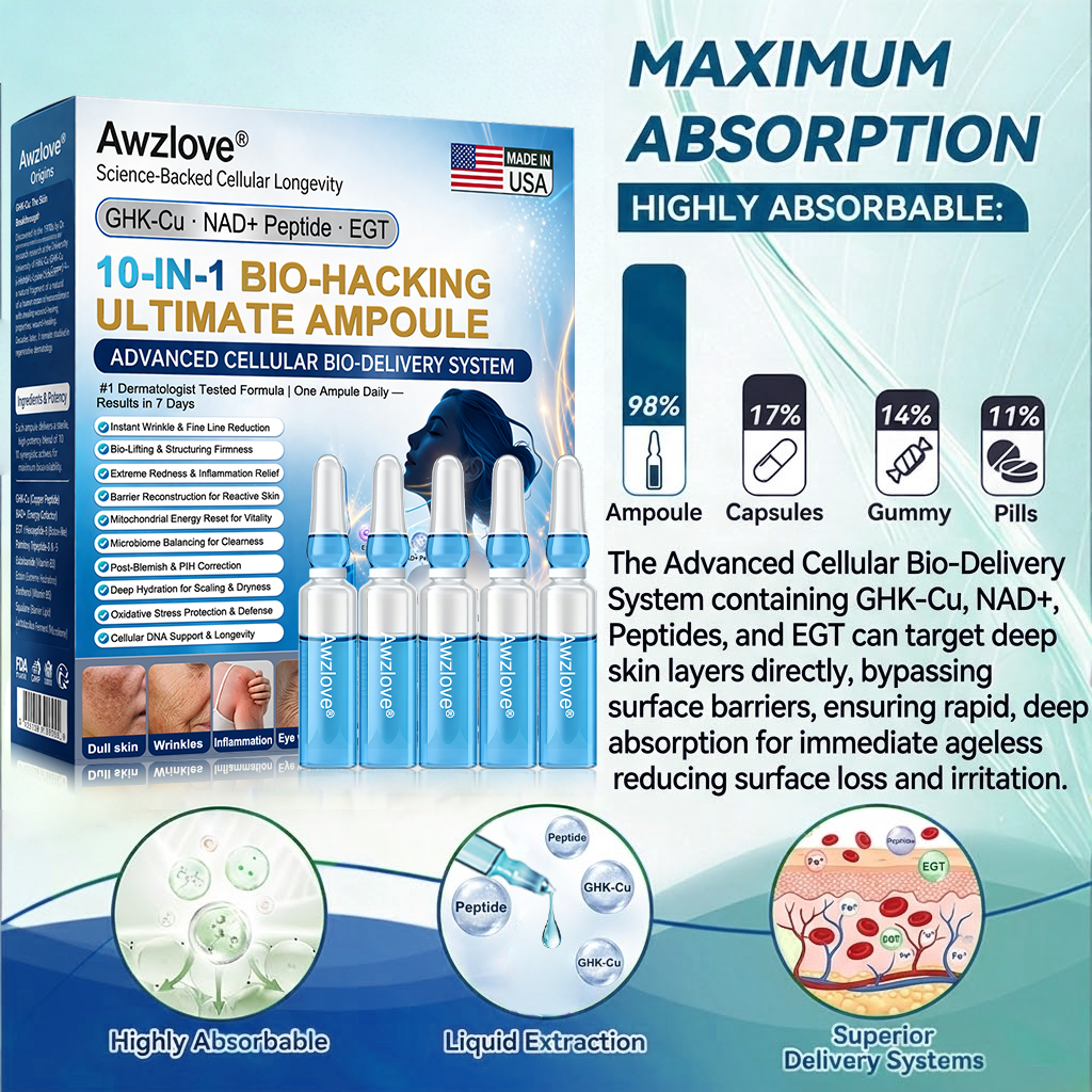 Official Store |🐳Awzlove® GHK-Cu · NAD+ Peptide · EGT 10-in-1 Bio-Hacking Ultimate Ampoule | for Cellular Repair & Skin Longevity,From Acne & Redness to Deep Wrinkles & Laxity (Visible Results in 7 Days)