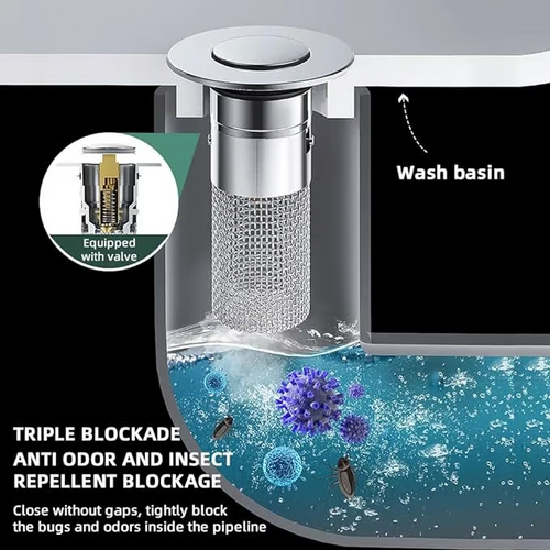 Last Day Promotion 49% OFF🔥TIMNAMY® Pop Up Sink Drain Strainer----🛀Removes odors and prevents blockages