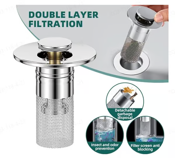 Last Day Promotion 49% OFF🔥TIMNAMY® Pop Up Sink Drain Strainer----🛀Removes odors and prevents blockages