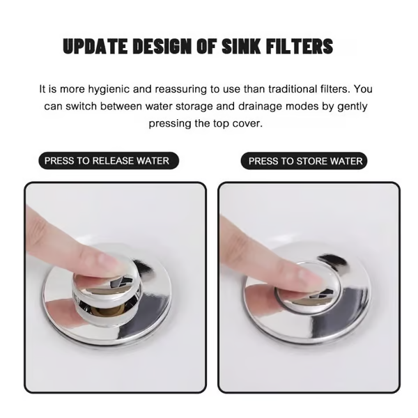 Last Day Promotion 49% OFF🔥TIMNAMY® Pop Up Sink Drain Strainer----🛀Removes odors and prevents blockages