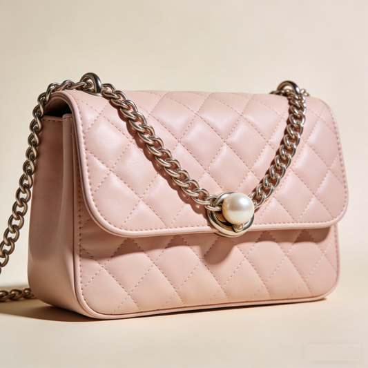 PerleQuilt Classic: The Blush Quilted Leather Chain Shoulder Bag
